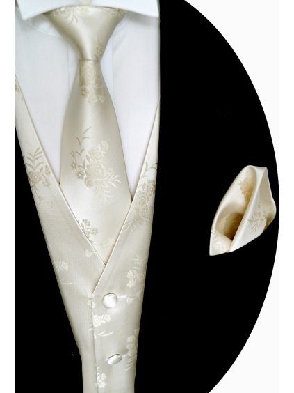 Svatební vesta Beytnur 10-1 kravata, plastron a kapesníček (Prodloužená velikost 102)