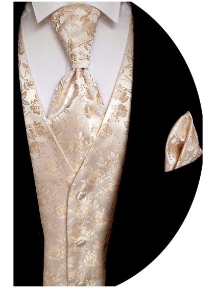 Svatební vesta Beytnur 16-4 plastron, kravata a kapesníček (Prodloužená velikost 102)