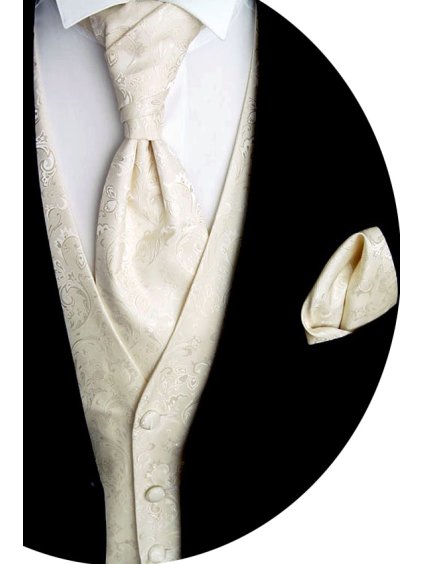 Svatební vesta Beytnur 18-1 plastron, kravata a kapesníček (Prodloužená velikost 102)