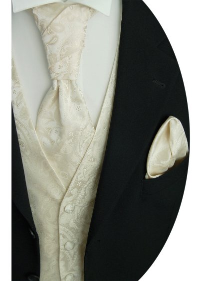 Svatební vesta Beytnur 20-1 plastron, kravata a kapesníček (Prodloužená velikost 102)