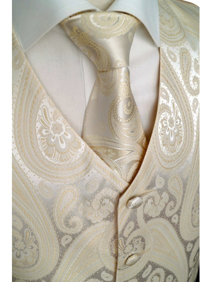 Svatební vesta šampaň barva vzor