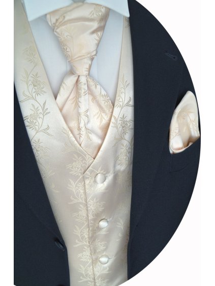 Svatební vesta Beytnur 5-1 ragata, plastron a kapesníček (Prodloužená velikost 102)
