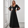 Černé plesové šaty s dlouhými rukávy 0461 (* Velikost 9XL / 58 / 26 / 30)