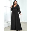 Černé plesové šaty s dlouhými rukávy 0461 (* Velikost 9XL / 58 / 26 / 30)