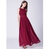 Dámské elegantní plesové šaty Ever Pretty bordó 7391 (* Velikost 4XL / 48 / 16 / 20)