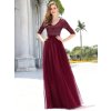 Ever Pretty plesové bordo šaty s flitry 0878 (* Velikost XL / 42 / 10 / 14)