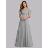 Ever Pretty plesové šaty  šedé 7962 (* Velikost 7XL / 54 / 22 / 26)