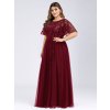 Ever Pretty plesové šaty bordo 0904 (* Velikost 9XL / 58 / 26 / 30)