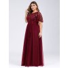 Ever Pretty plesové šaty bordo 0904 (* Velikost 9XL / 58 / 26 / 30)
