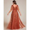 Dámské luxusní oranžové šaty Ever Pretty 0736 (* Velikost 9XL / 58 / 26 / 30)