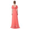Ever Pretty plesové šaty lososové 9890 (* Velikost XL / 42 / 12 / 14)