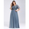 Ever Pretty plesové šaty modro šedé 0904 (* Velikost 7XL / 54 / 22 / 26)