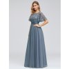 Ever Pretty plesové šaty modro šedé 0904 (*Velikost 7XL / 54 / 22 / 26)