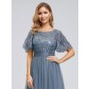 Ever Pretty plesové šaty modro šedé 0904 (*Velikost 7XL / 54 / 22 / 26)