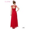 Ever Pretty plesové šaty s krajkou červené 9993 (* Velikost 7XL / 54 / 22 / 26)