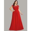 Ever Pretty plesové šaty s krajkou červené 9993 (* Velikost 7XL / 54 / 22 / 26)