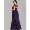 Ever Pretty plesové šaty s krajkou fialové 9993 (* Velikost 9XL / 58 / 26 / 30)