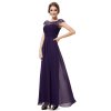 Ever Pretty plesové šaty s krajkou fialové 9993 (* Velikost 9XL / 58 / 26 / 30)