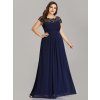 Ever Pretty plesové šaty s krajkou tmavě modré 9993 (* Velikost 9XL / 58 / 26 / 30)