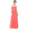 Ever Pretty plesové šaty s mašlí lososová 9060 (*Velikost M / 38 / 06 / 10)