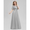 Ever Pretty plesové šaty šedé 0904 (* Velikost 7XL / 54 / 22 / 26)