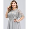 Ever Pretty plesové šaty šedé 0904 (* Velikost 7XL / 54 / 22 / 26)