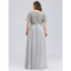Ever Pretty plesové šaty šedé 0904 (*Velikost 7XL / 54 / 22 / 26)
