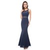 Ever Pretty plesové šaty tmavě modré krajkované 7033 (*Velikost L / 40 / 08 / 12)