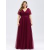 Ever Pretty plesové šaty vínové 7962 (* Velikost 9XL / 58 / 26 / 30)
