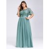 Ever Pretty plesové šaty zeleno modrá 0904 (* Velikost 7XL / 54 / 22 / 26)