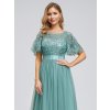 Ever Pretty plesové šaty zeleno modrá 0904 (* Velikost 7XL / 54 / 22 / 26)