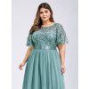 Ever Pretty plesové šaty zeleno modrá 0904 (* Velikost 7XL / 54 / 22 / 26)