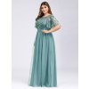 Ever Pretty plesové šaty zeleno modrá 0904 (*Velikost 7XL / 54 / 22 / 26)