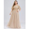 Ever Pretty plesové šaty zlaté 0904 (* Velikost 9XL / 58 / 26 / 30)