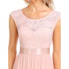 Ever Pretty růžové šaty s krajkou 646 (* Velikost 9XL / 58 / 26 / 30)