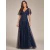 Dámské společenské šaty modré Ever Pretty 0736 (* Velikost 9XL / 58 / 26 / 30)