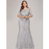 Ever Pretty stříbrné šaty mořská panna 7707 (* Velikost 9XL / 58 / 26 / 30)