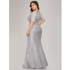 Ever Pretty stříbrné šaty mořská panna 7707 (* Velikost 9XL / 58 / 26 / 30)