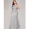 Ever Pretty stříbrné šaty mořská panna 7707 (* Velikost 9XL / 58 / 26 / 30)