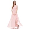 Dlouhé šaty šifonové jemně růžové letní i společenské 9905 (* Velikost XXL / 44 / 14 / 16)