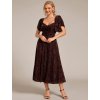 Ever Pretty šaty midi délka v hnědé barvě 2271 (*Velikost 9XL / 58 / 26 / 30)