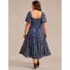 Ever Pretty šaty midi délka v modré barvě 2271 (*Velikost 9XL / 58 / 26 / 30)