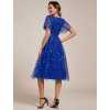 Ever Pretty šaty midi délka v safírově modré barvě 2230 (*Velikost 9XL / 58 / 26 / 30)