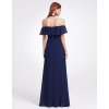 Ever Pretty šaty modré dlouhé s volánkem 7171 (*Velikost XXL / 44 / 12 / 16)