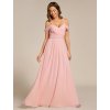 Ever Pretty šaty růžové dlouhé spadlá ramínka 2354 (* Velikost 9XL / 58 / 26 / 30)