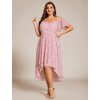 Ever Pretty šaty růžové melírované spadlá ramínka 2103 (* Velikost 9XL / 58 / 26 / 30)