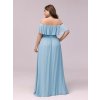 Ever Pretty šaty světle modré dlouhé s volánkem 0968 (*Velikost 9XL / 58 / 26 / 30)