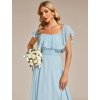 Ever Pretty šaty světle modré dlouhé s volánkem 1736 (*Velikost 9XL / 58 / 26 / 30)