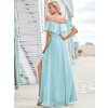 Ever Pretty šaty světle modré dlouhé s volánkem 80082 (*Velikost XXL / 44 / 12 / 16)
