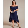 Ever Pretty šaty tmavě modré spadlá ramínka 2103 (*Velikost 9XL / 58 / 26 / 30)